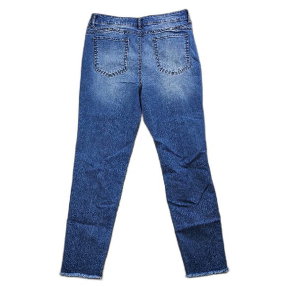 Tinseltown Juniors' High Rise Straight Leg Distressed Medium Wash Jeans Size 13 - Picture 2 of 15